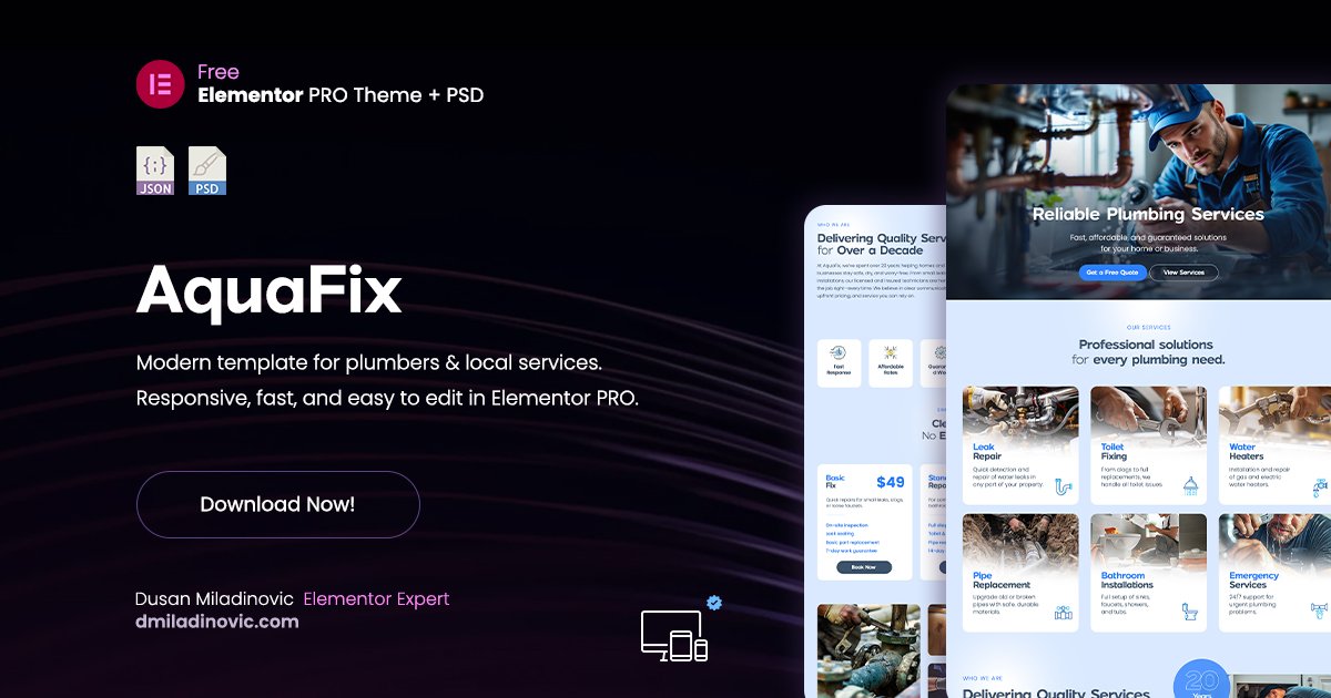 Plumber fixing pipe with wrench – AquaFix Elementor Template